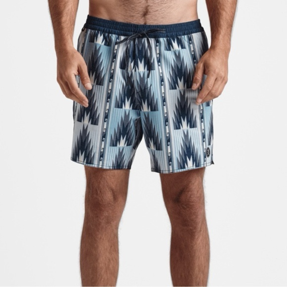 Roark Shorey Poncho 16" Elastic Waist Trunks Agave Blue  Small